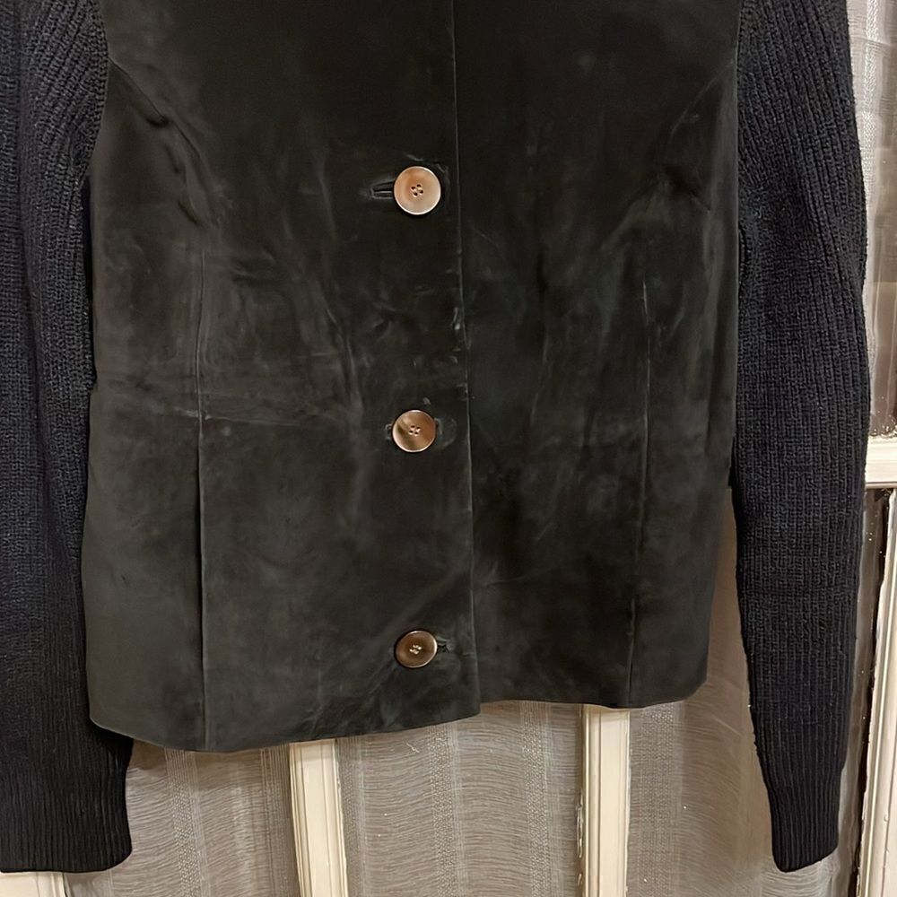 Anne Klein Leather And Knit Jacket/ Cardigan - Picture 9 of 15